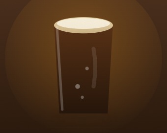 A dark roasted stout in a tasting glass